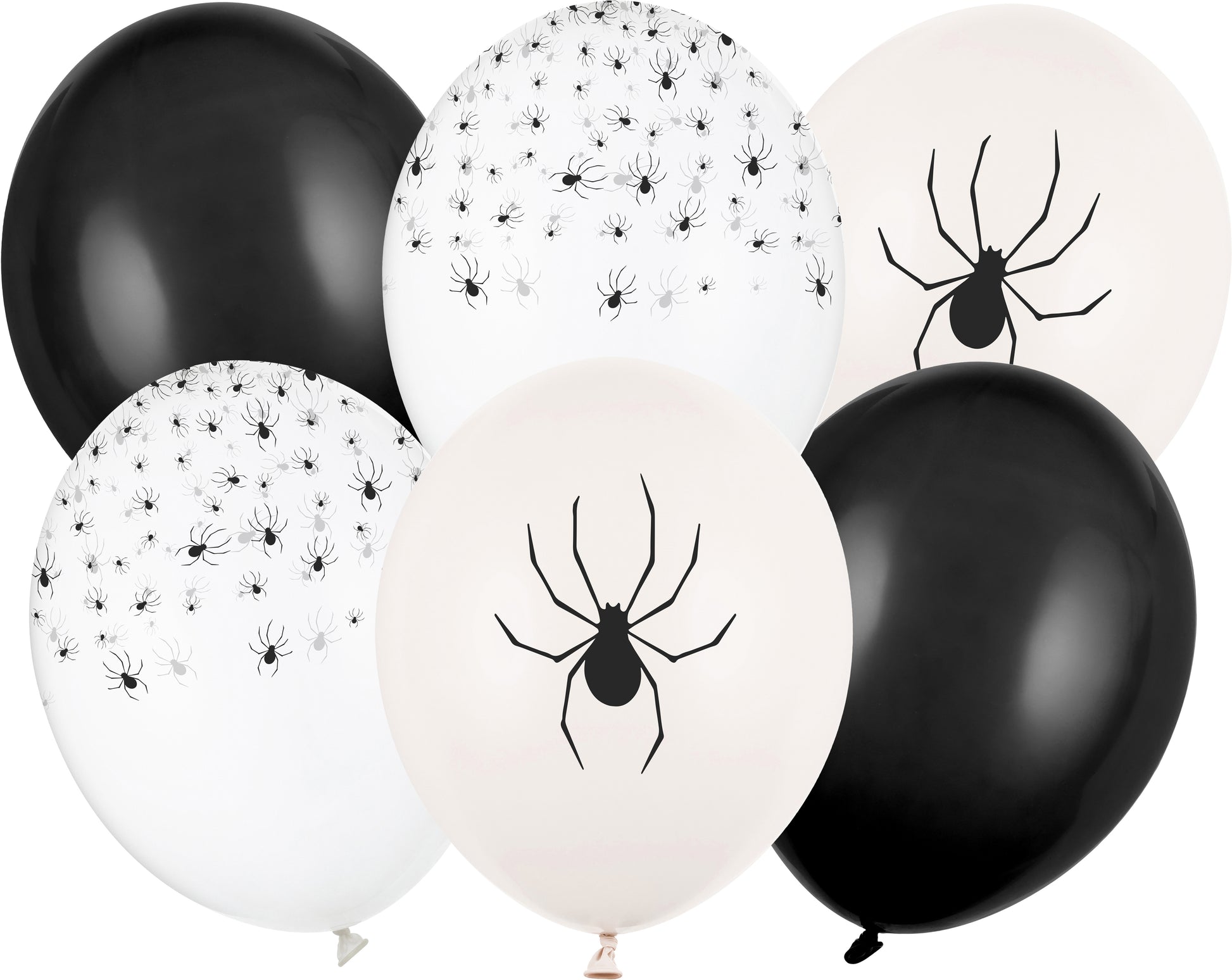 PartyDeco Luftballons Spinnen – Schwarz, Weiss – Ø 30 cm – Latex – 6 Stk