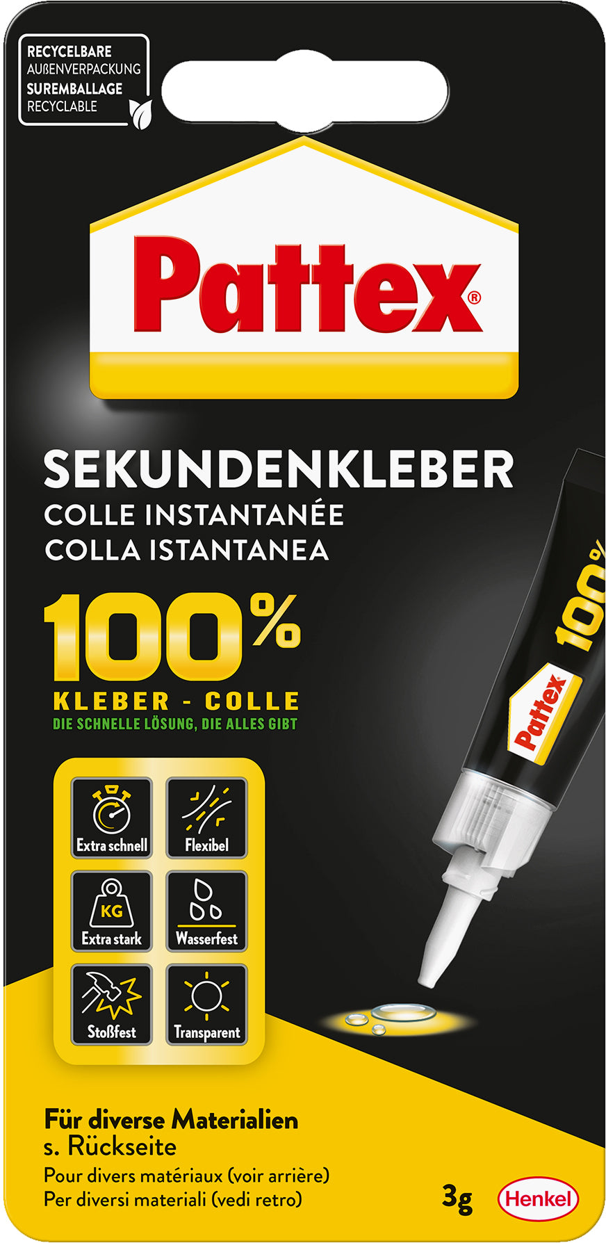 Pattex Repair 100% Sekundenkleber extra stark – 3 g