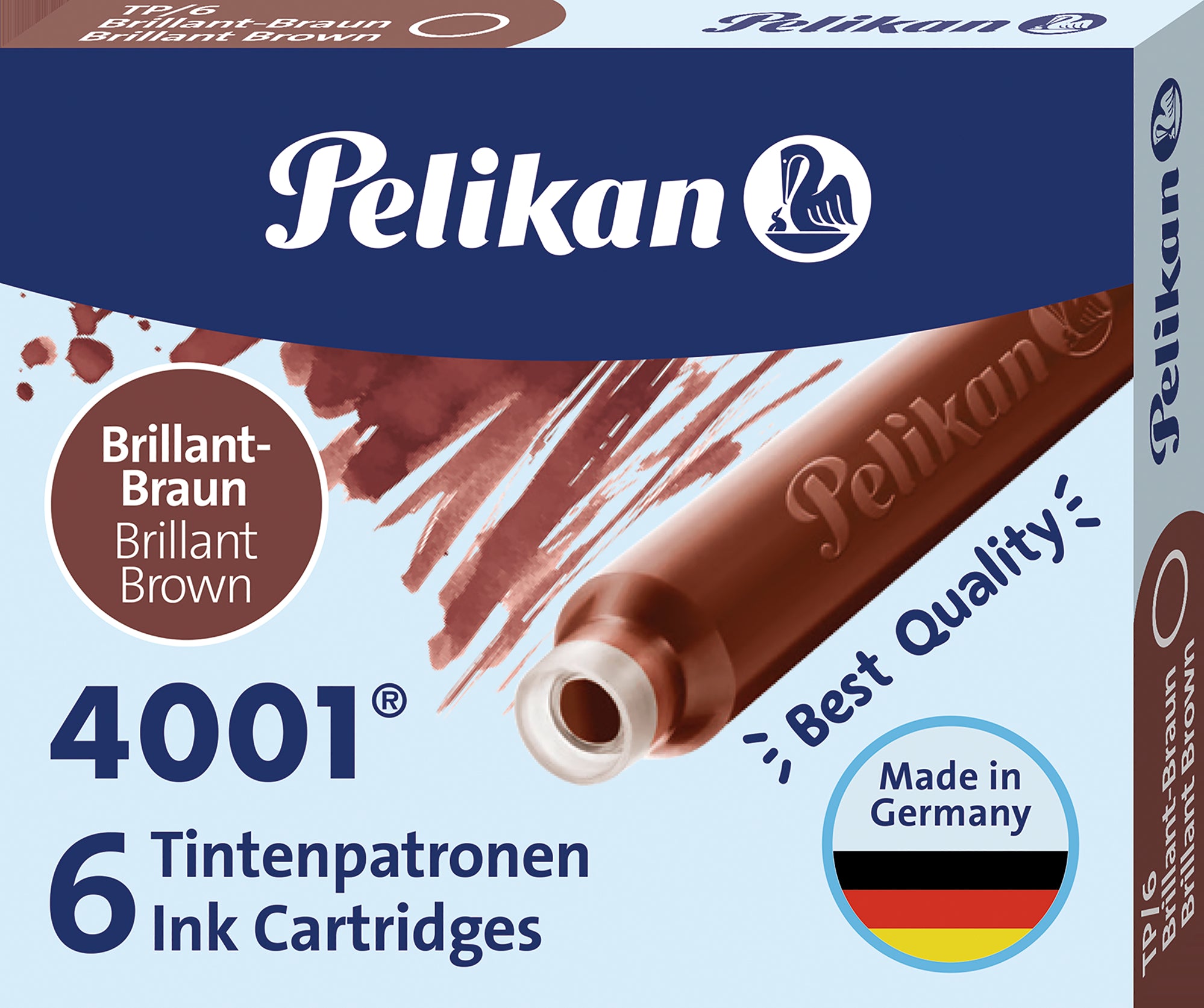 Pelikan 4001 Tintenglas – Braun, 6er-Pack