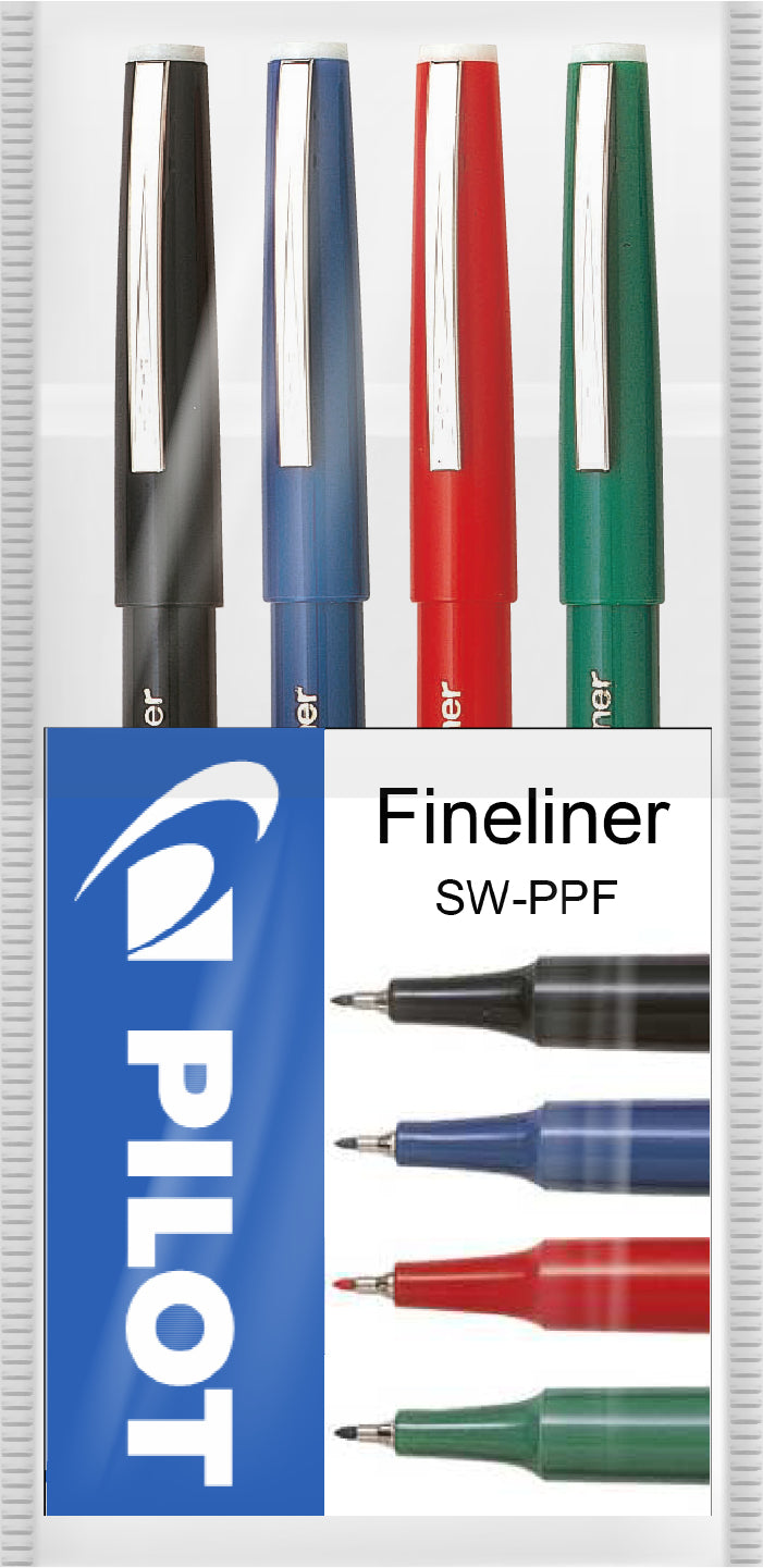 Pilot Fineliner – 0,4–1,2 mm, 4 Farben assortiert