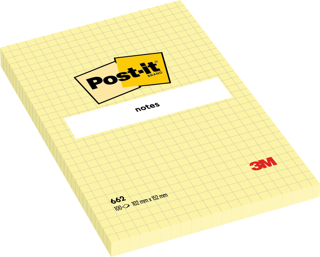 3M Post-it Haftnotizen – 102 × 152 mm – Gelb, 100 Blatt/Block