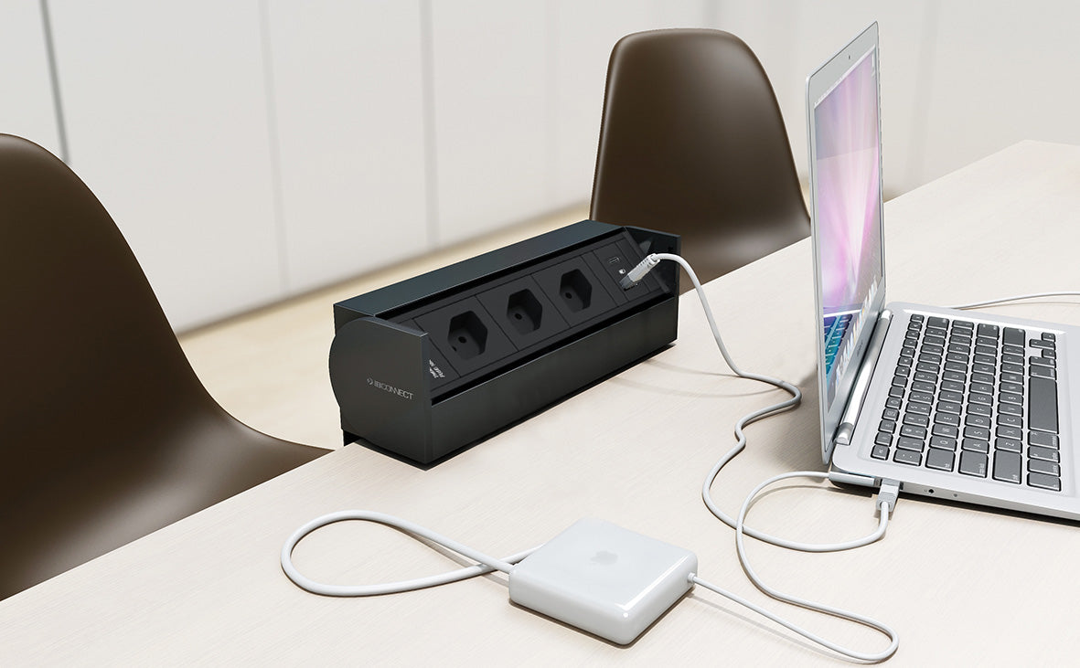 Max hauri connect PRISMA Einbausteckdosenleiste, 1×T13, 1×USB-C PD 60 W, Einbau (1–30 mm), 3 m – weiss