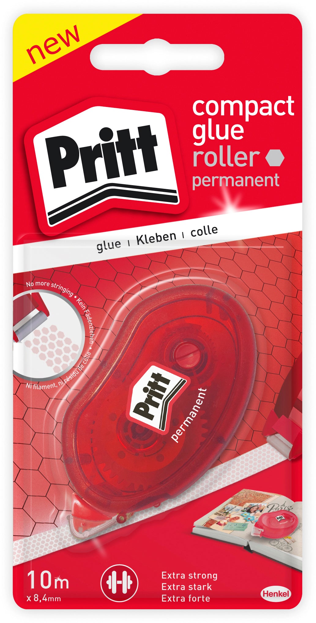 Pritt Kleberoller permanent – 8,4 mm × 10 m, 1 Stk., transparent, für Papier, Karton, Fotos