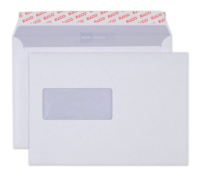 Elco Couvert C5, Fenster links, hochweiss, laserkompatible Fensterfolie, mit Innendruck – 500 Stk.