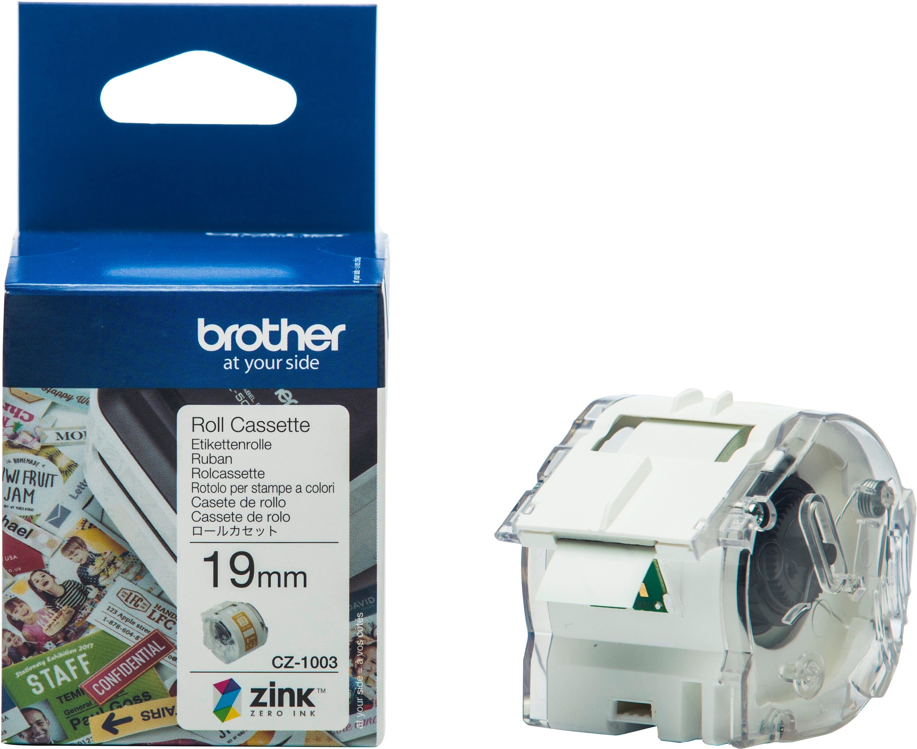 Ptouch Brother CZ-1003 – Endlos-Etiketten 19 × 5 m – Papier, farbig – für Brother VC-500W