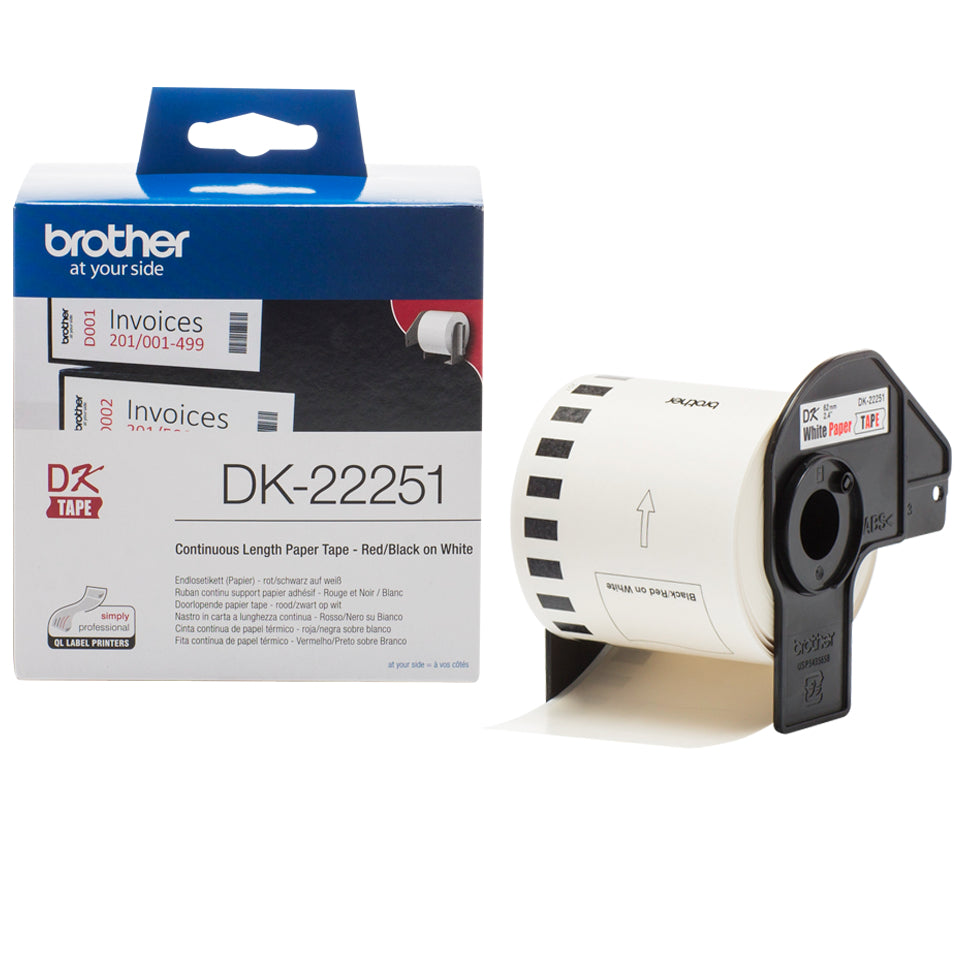 Ptouch Brother DK-22251 – Endlos-Etiketten 62 × 15,24 m – Weiss – für Brother QL-800