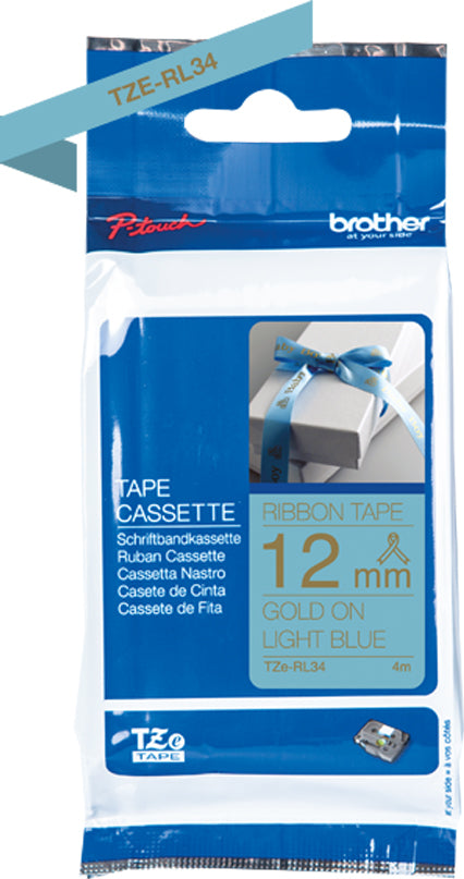 Ptouch Brother TZe-RL34 Textil-/Satinband – schwarz auf weiss – 12–36 mm × 4 m – für Brother P-touch