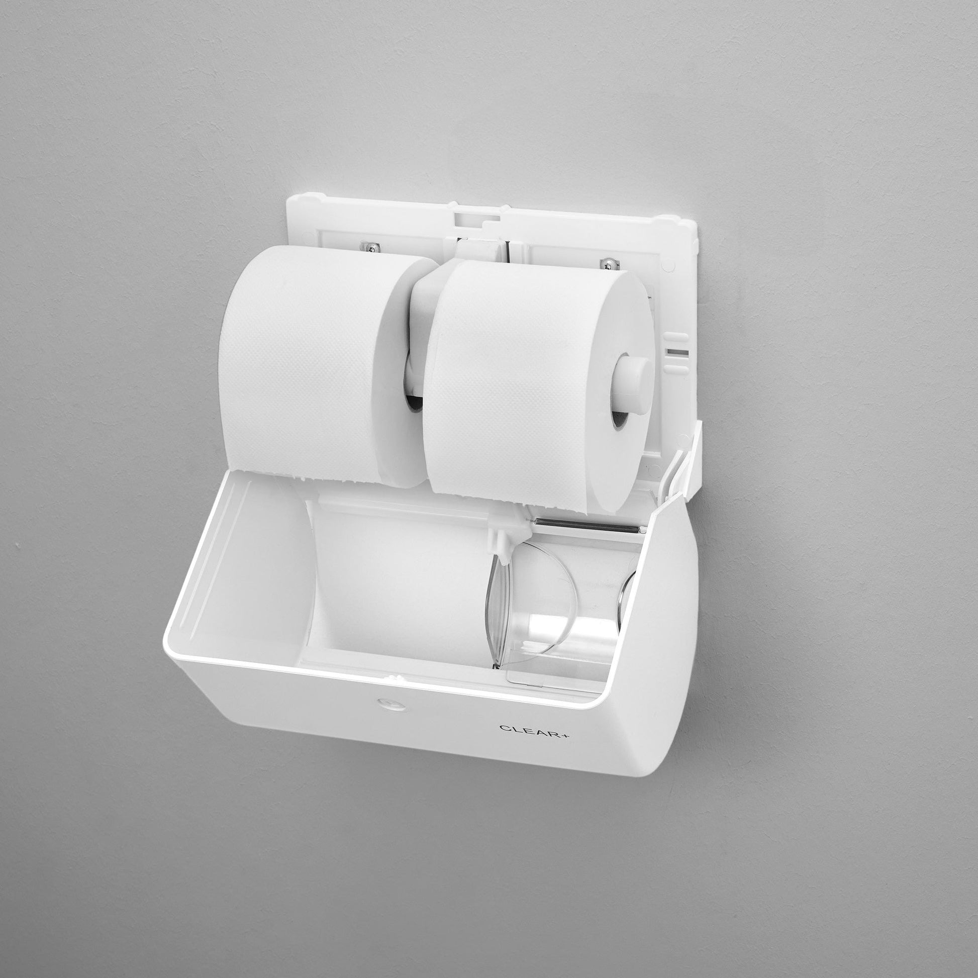 Clear+ Toilettenpapierspender – Polypropylen, ABS, für 2 Rollen, abschliessbar, wandmontiert