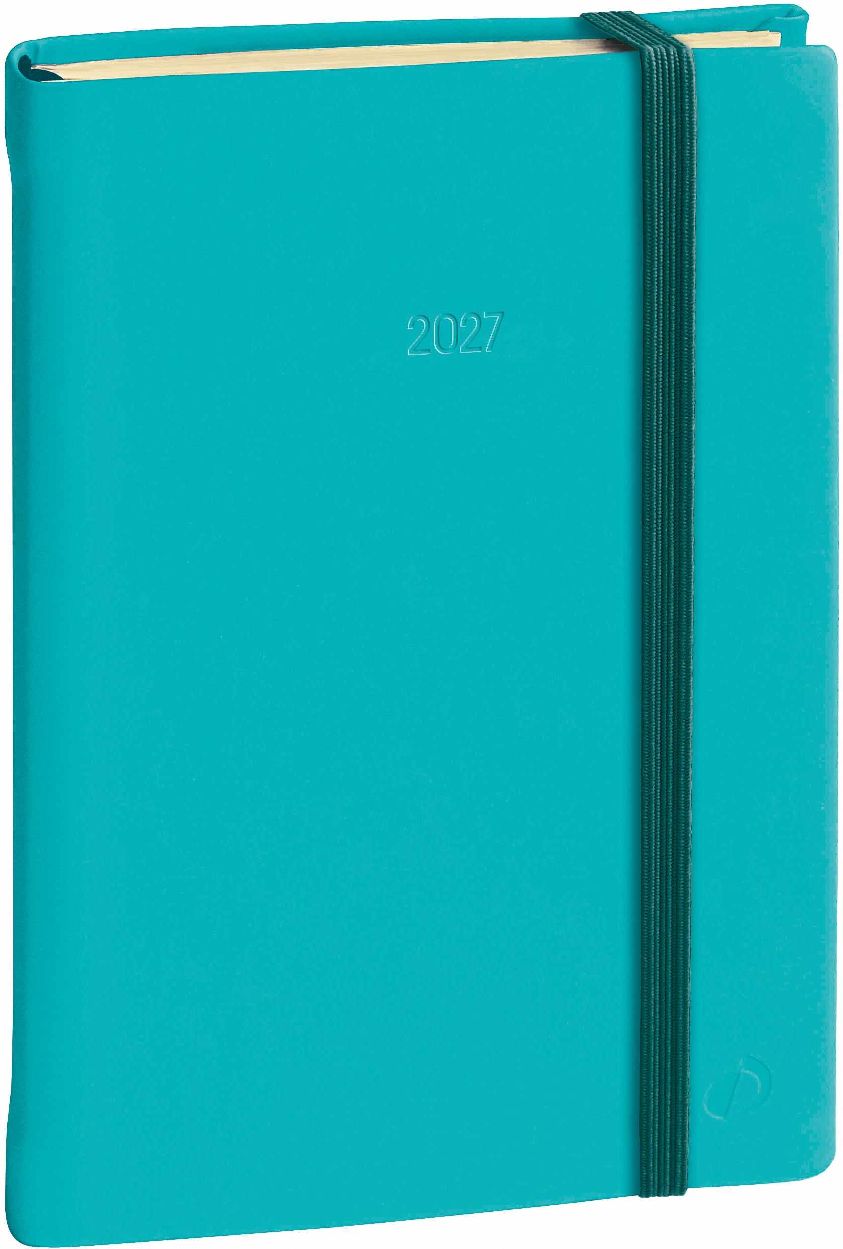 Quo-vadis Quo Vadis Prestige Silk – Wochenagenda 2027, 1 Woche/2 Seiten, 11,0 × 16,0 cm, Gummiband, Türkis