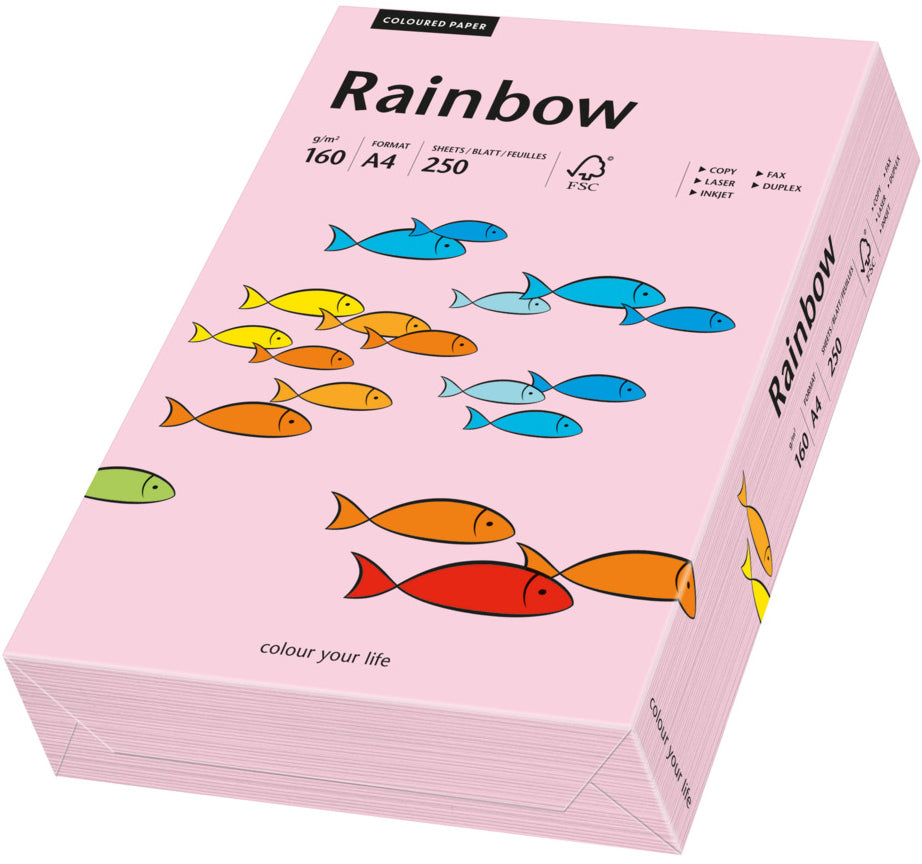 Rainbow Universalpapier, rosa, A4, 160 g/m², für Drucker/Kopierer, 250 Blatt, FSC