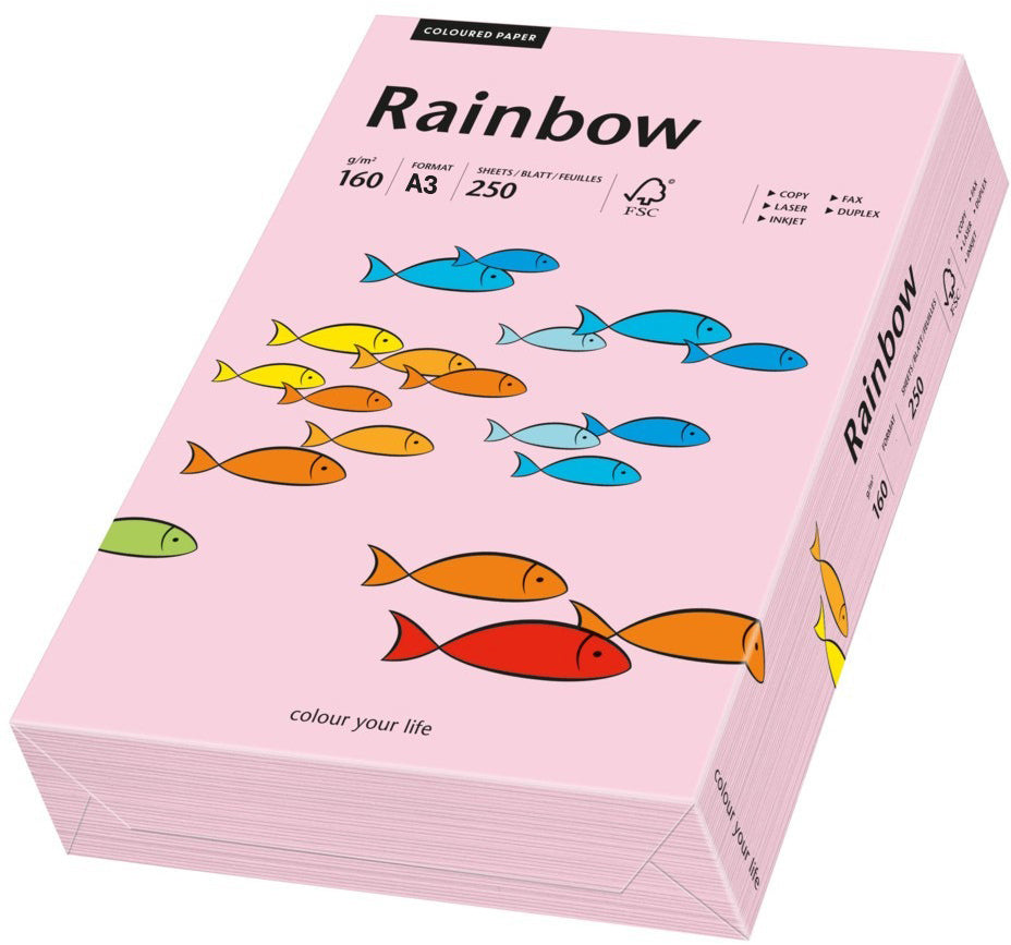 Rainbow Farbiges Kopierpapier Hellrosa – A3, 160 g/m², 250 Blatt