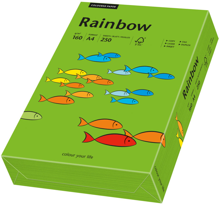 Rainbow Farbiges Kopierpapier intensivgrün – A4, 160 g/m², 250 Blatt