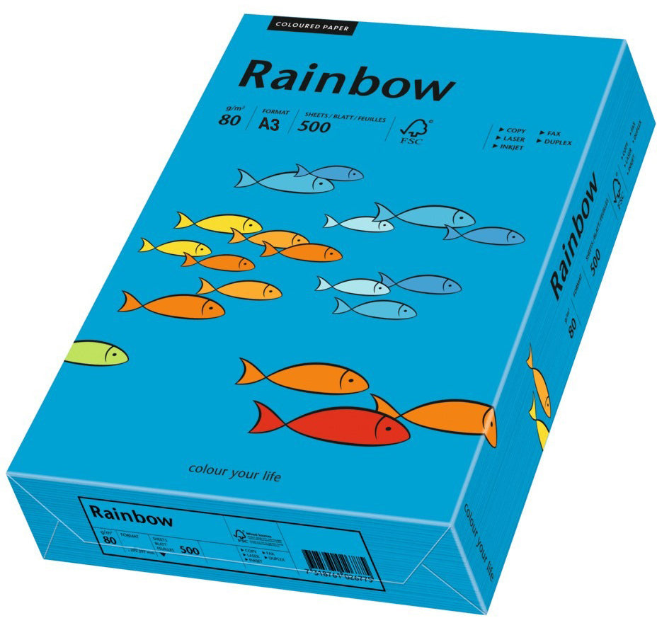 Rainbow Farbiges Kopierpapier Intensivblau – A3, 80 g/m²