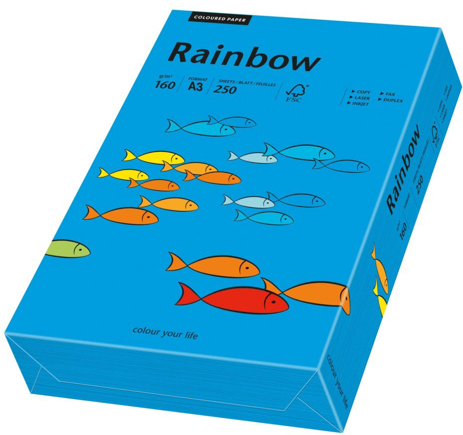 Rainbow Farbiges Kopierpapier Intensivblau – A3, 160 g/m², 250 Blatt
