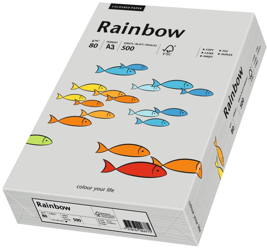 Rainbow Farbiges Kopierpapier Grau – A3, 80 g/m²