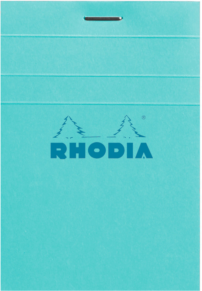 Rhodia Notizblock – A7 – 80 Blatt – 80 g/m² – geheftet, mikroperforiert, wasserdichter Deckel, blau, FSC