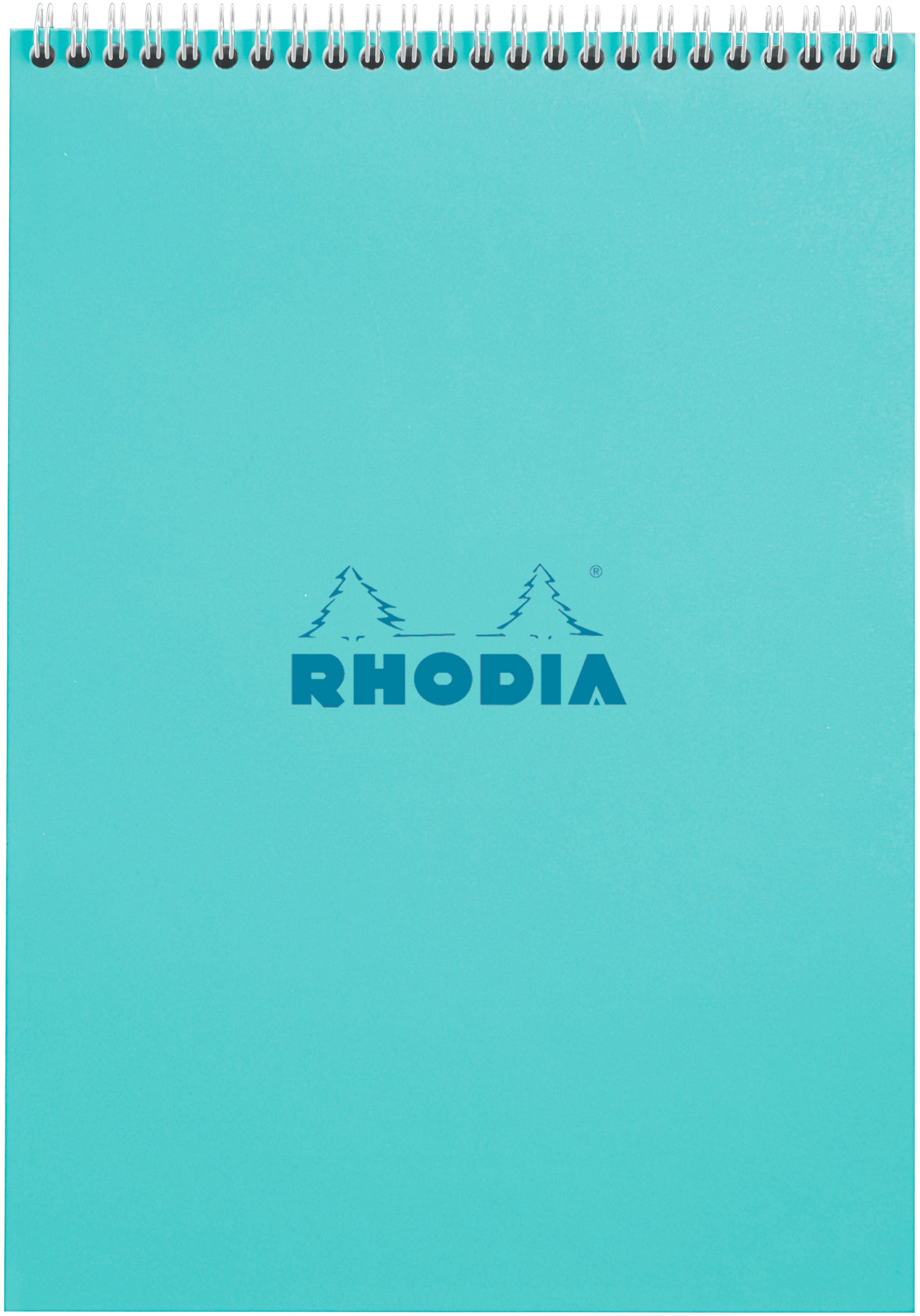 Rhodia Notizblock – A4 – 80 Blatt – 80 g/m² – Doppelspirale, mikroperforiert, Papprücken – blau – FSC