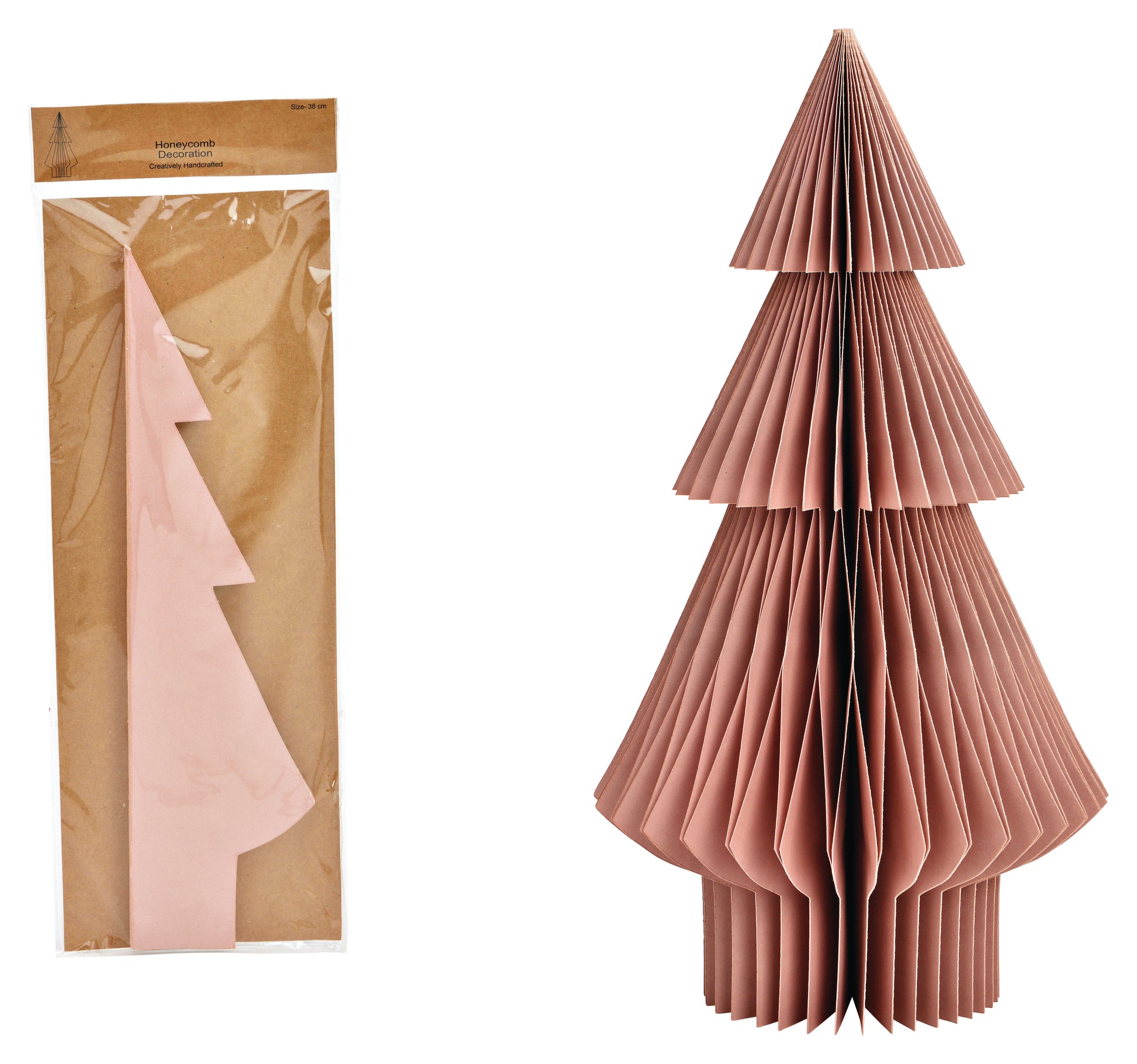 ROOST Honeycomb Aufsteller – 2 × 44 × 13 cm – Tannenbaum, Altrosa