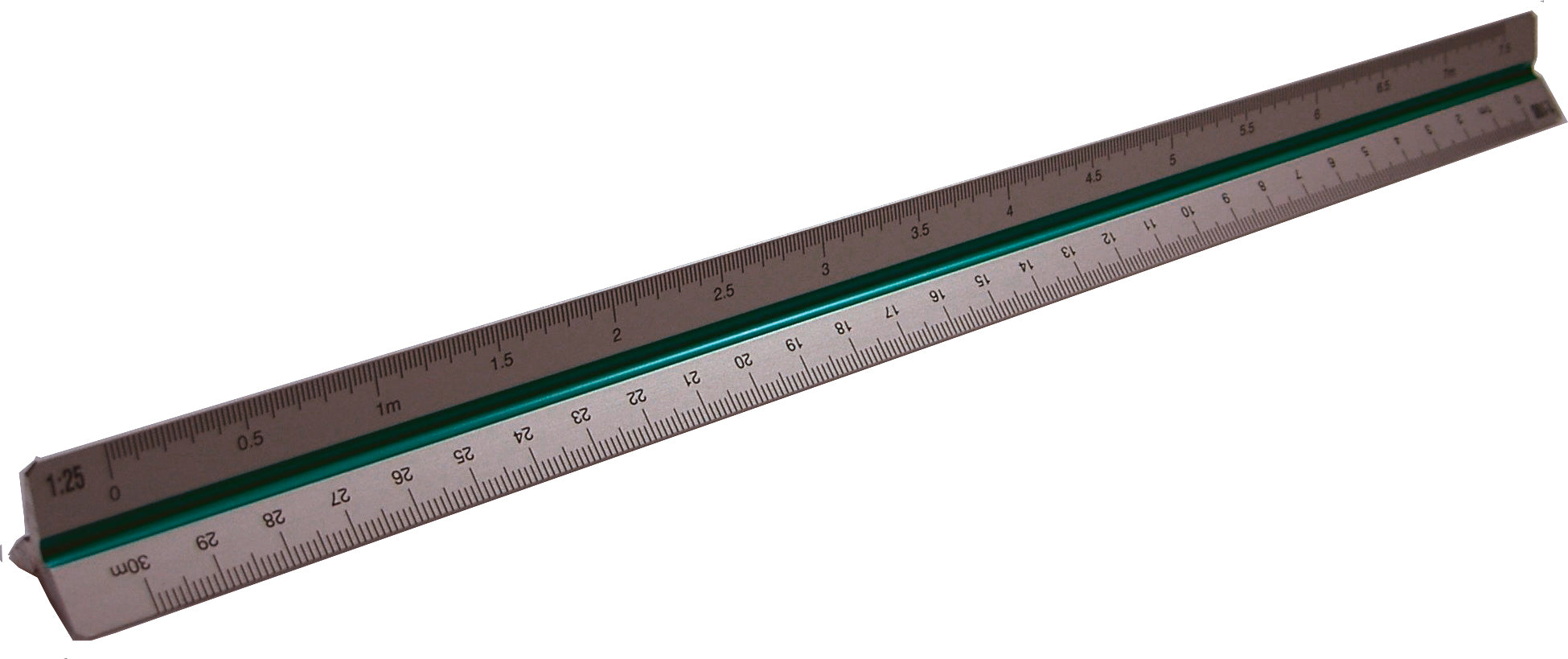 Rumold Reduktionsmassstab – 32,6 cm – Dreikant – Aluminium – farbige Hohlkehlen