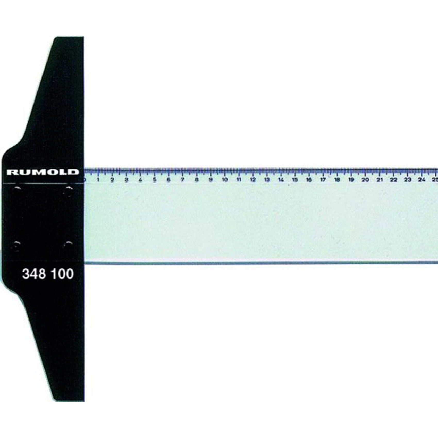 Rumold Zeichenschiene – Acryl – 70 cm – ohne Anschlag – Tuschekante, Skala mm – transparent