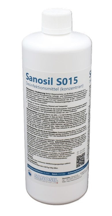 Sanosil S015 Desinfektionsmittel – für Trinkwasseranlagen & Bewässerungsanlagen – Flüssigkeit – 1 l