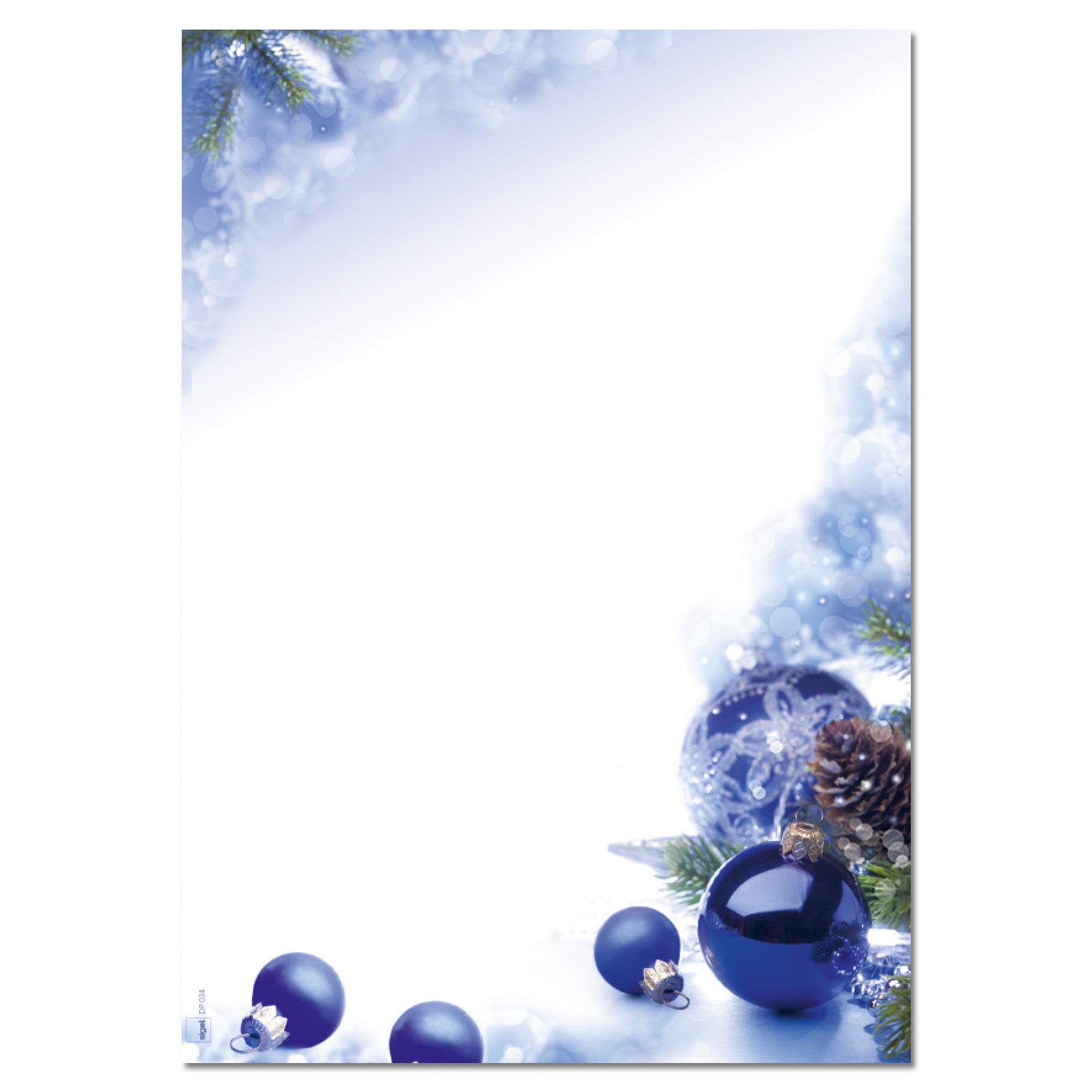 Sigel Design-Papier, Weihnachtskugeln, Blau, A4, 90 g/m², für Inkjet/Laser, 100 Blatt