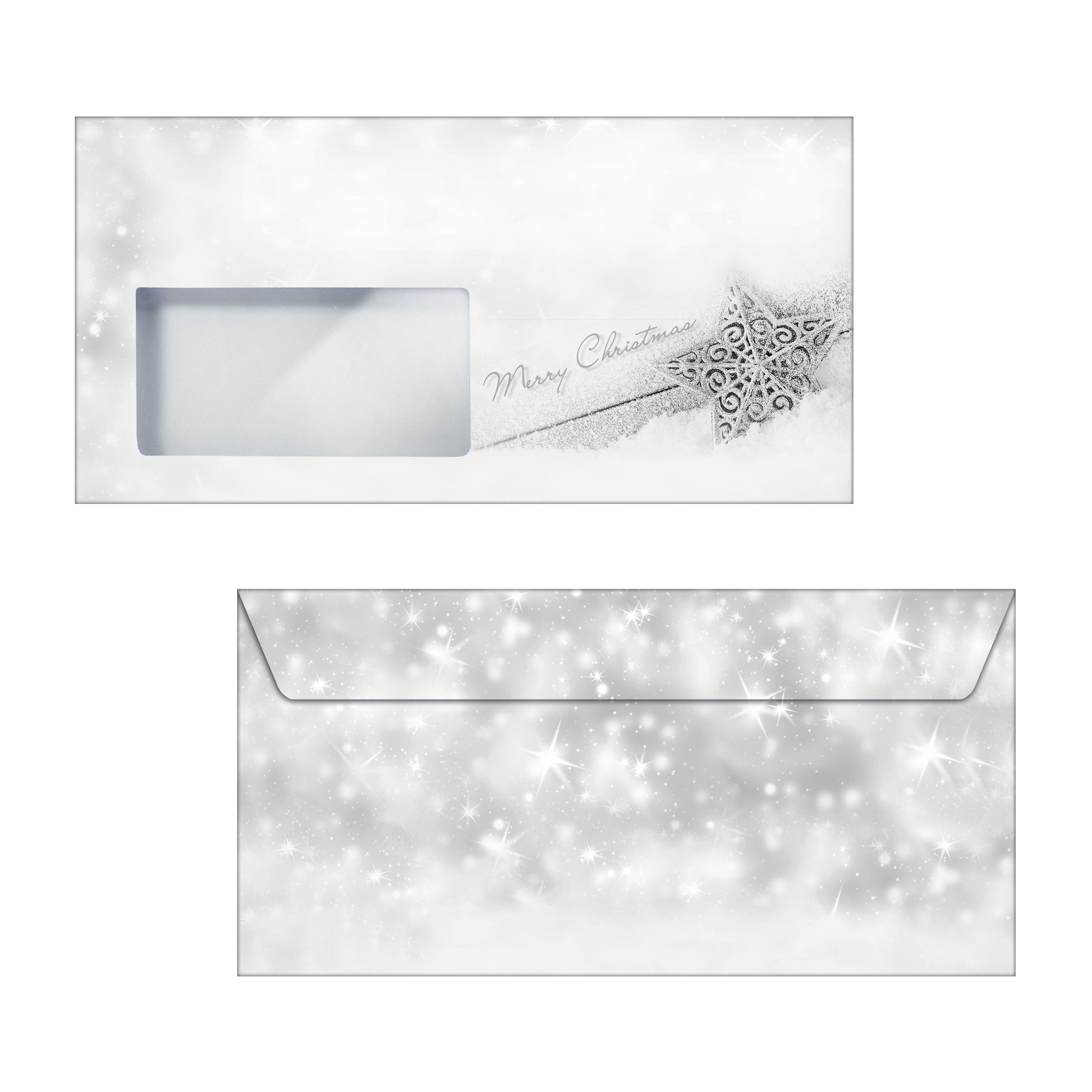 Sigel Weihnachts-Couvert C5/6 Brilliant Star, grau, nassklebend, 90 g/m² – 50 Stk.