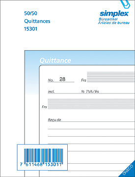 Simplex Quittungen 15301F – A6 – selbstdurchschreibend, 50 Sätze, 2-fach, französisch, blau/weiss