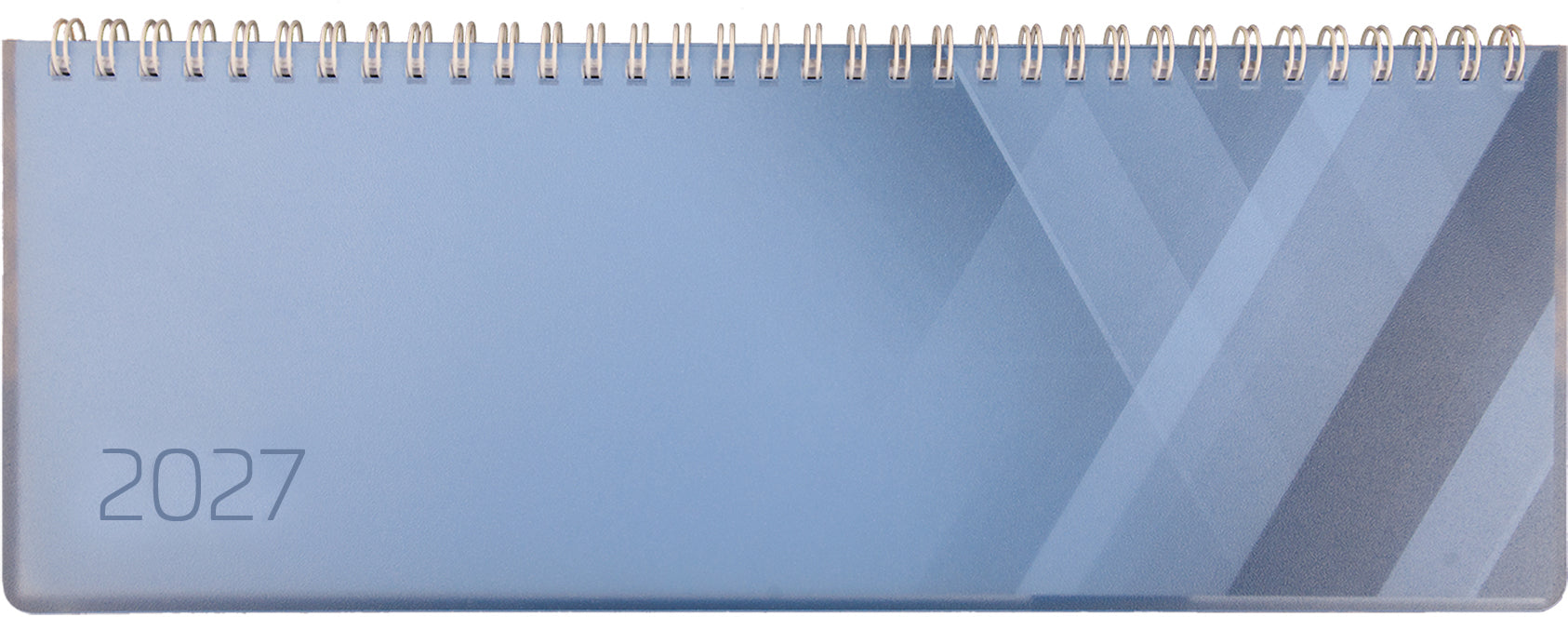 Simplex Tischkalender 2027, 1 Woche/2 Seiten, A4, Spiralbindung, mehrsprachig, Blau