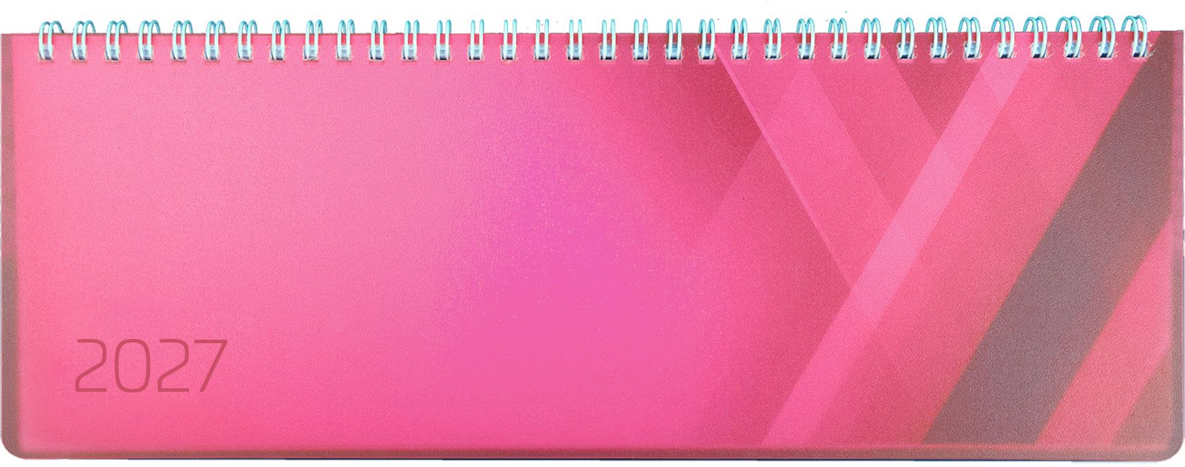 Simplex Tischkalender 2027, 1 Woche/2 Seiten, 29 × 10,5 cm, Hardcover, Pink