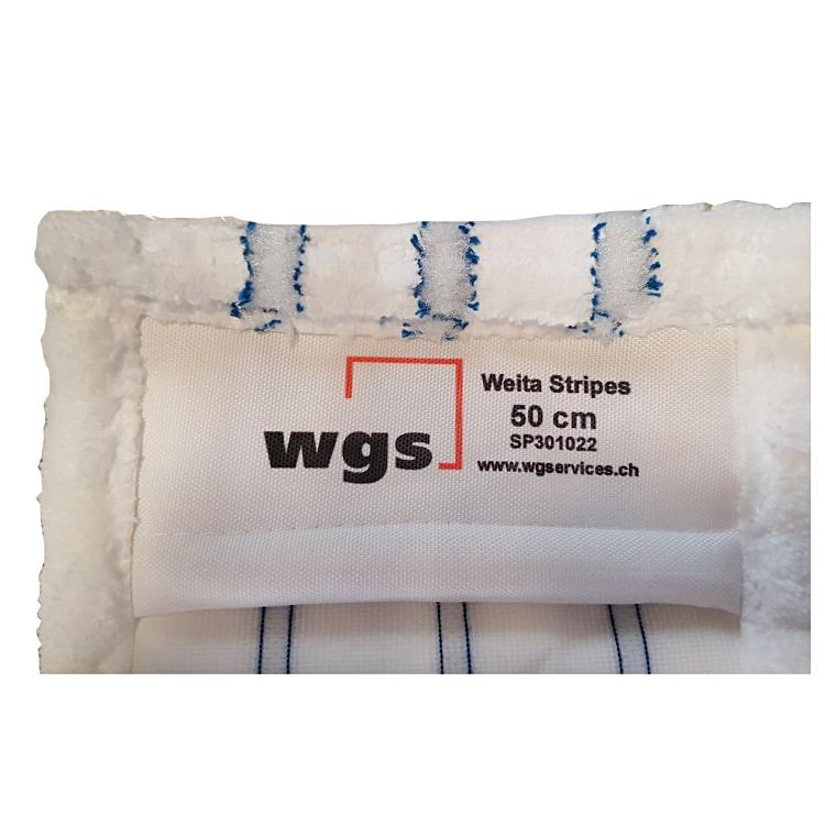 Weitaclean Wischbezug Stripes – 50 cm – 80% Mikrofaser, 20% Borste – Weiss/Blau