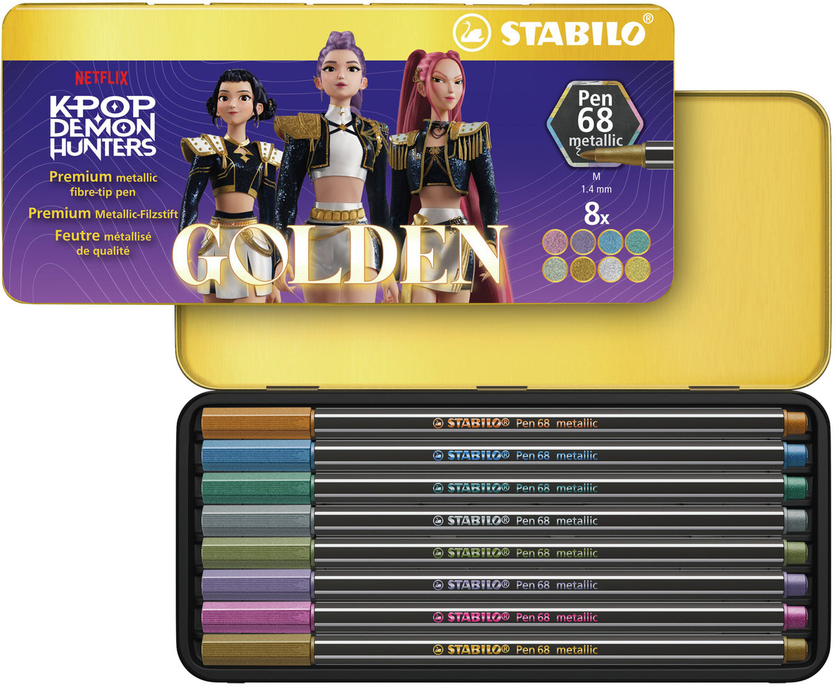 STABILO Pen 68 Filzstift Metallic, Demon Hunters – Rundspitze, 1,4 mm, wasserbasiert, 8 Farben