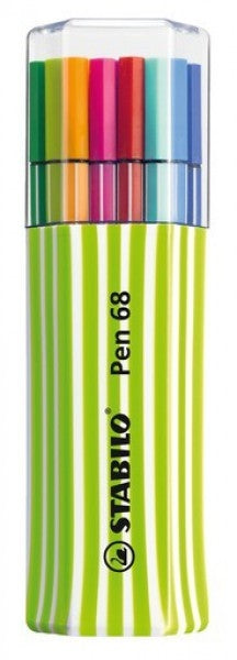 STABILO Pen 68 Filzstift – Rundspitze, 1 mm, wasserbasiert, 20 Farben