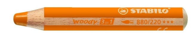 STABILO Buntstifte woody 3 in 1 – 3-in-1, rund, Minen-Ø 10 mm, Einzelstift orange