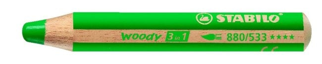 STABILO Woody 3 in 1 Malstift – Dunkelgrün, Jumbo, Ø 10 mm