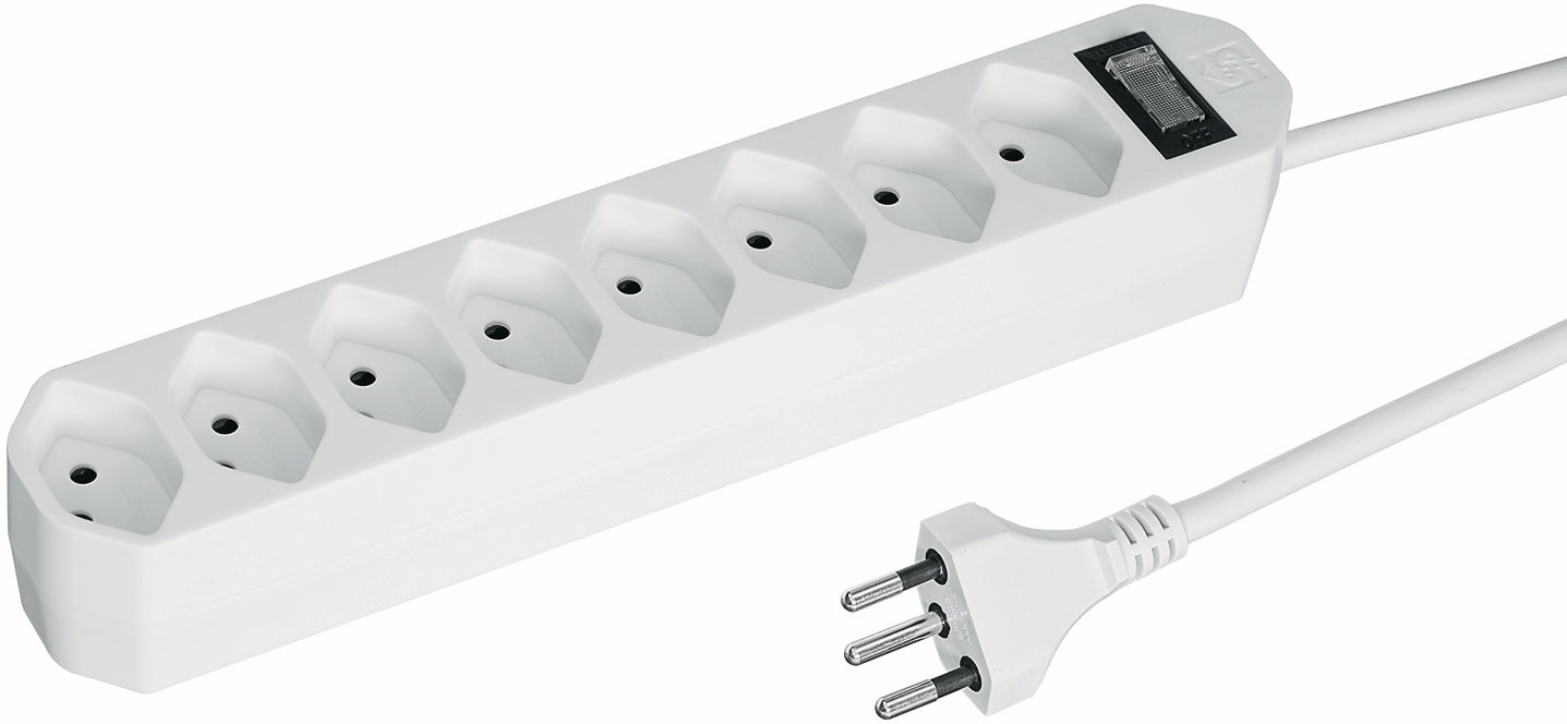 Steffen Power Easy Steckdosenleiste, 5×T13, mit Resetschalter, 1,5 m, Eingang T12, Kindersicherung – weiss