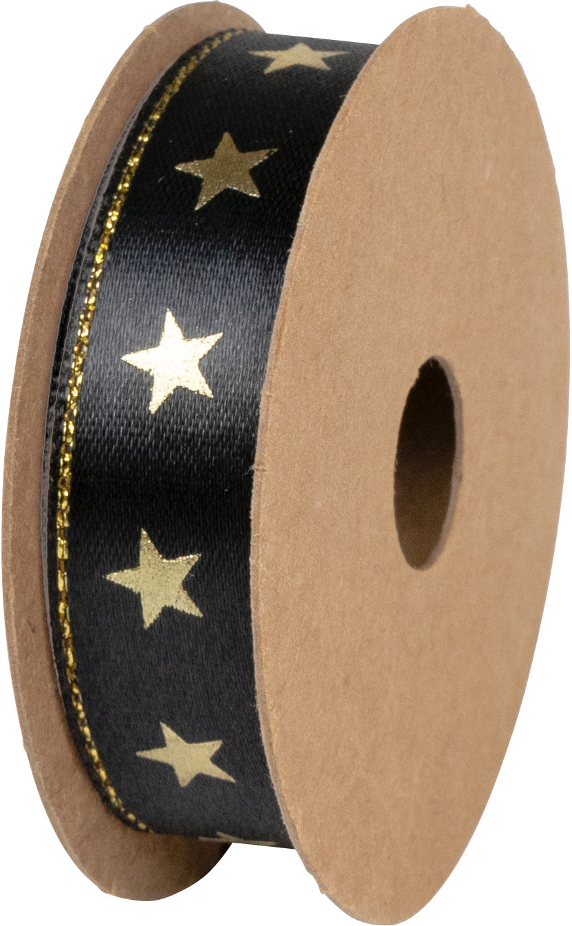 Stewo Geschenkband, Satin, Schwarz, 15 mm × 3 m