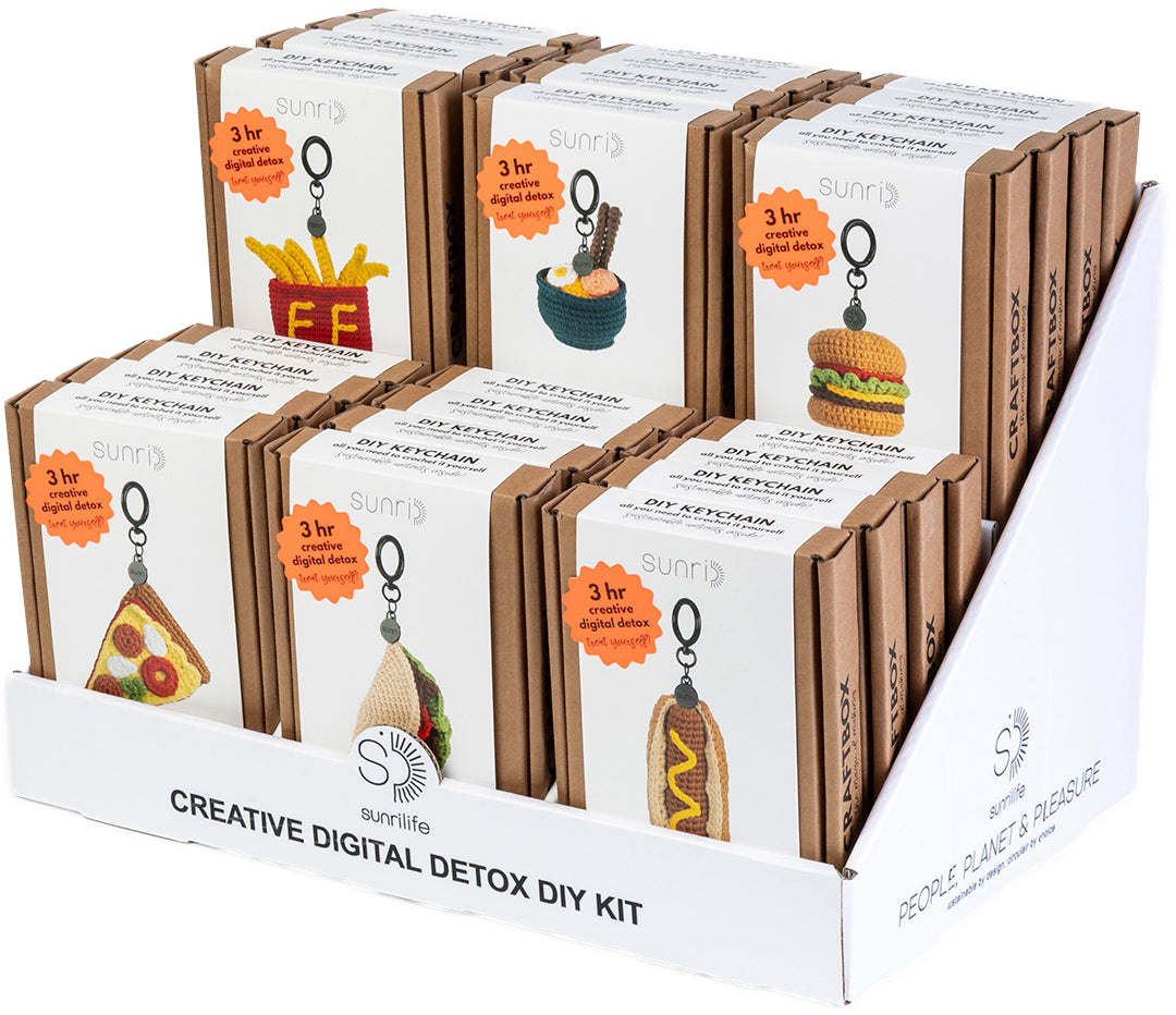 Sunri Häkelset Schlüsselanhänger – World Food – 24 Stück