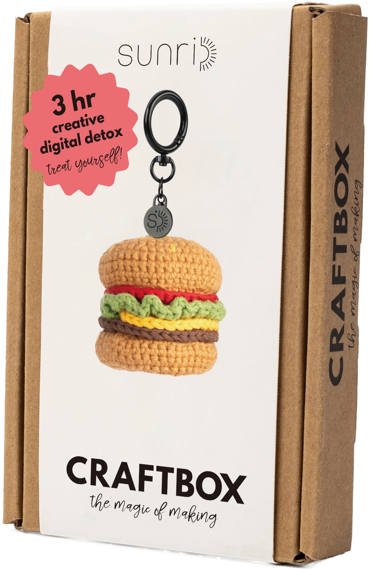 Sunri Häkelset (Schlüsselanhänger) – Hamburger – 5,5 × 5,5 cm