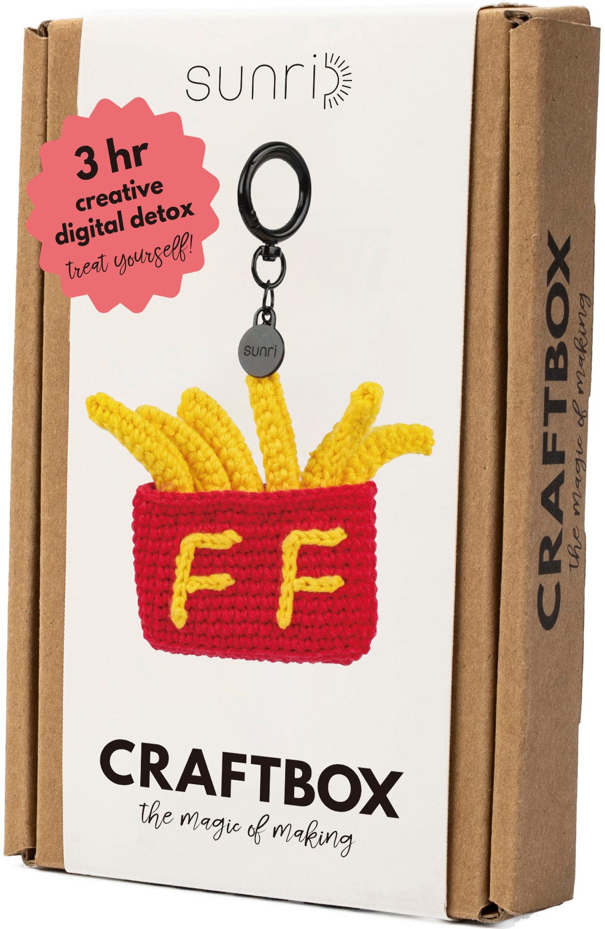 Sunri FRIES – Häkelset Schlüsselanhänger – ca. 7,5 × 8 cm – Garn 100% Baumwolle – DIY601