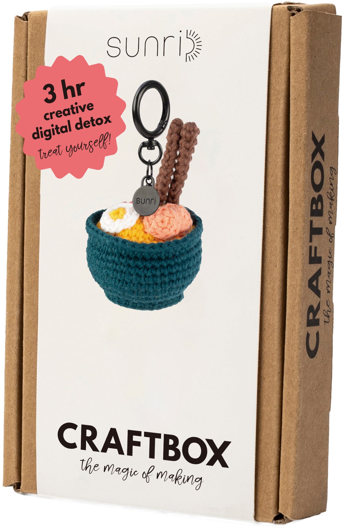 Sunri DIY605 Ramen – Häkelset Schlüsselanhänger – 6 × 9 cm – inkl. Häkelnadel & Schlüsselring