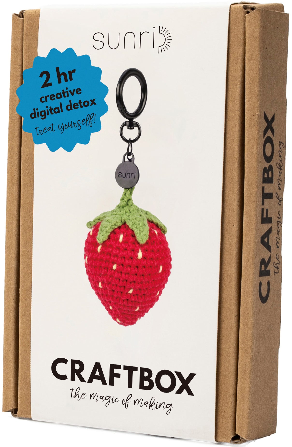 Sunri DIY610 Häkelset Schlüsselanhänger Erdbeere – ca. 8×5 cm