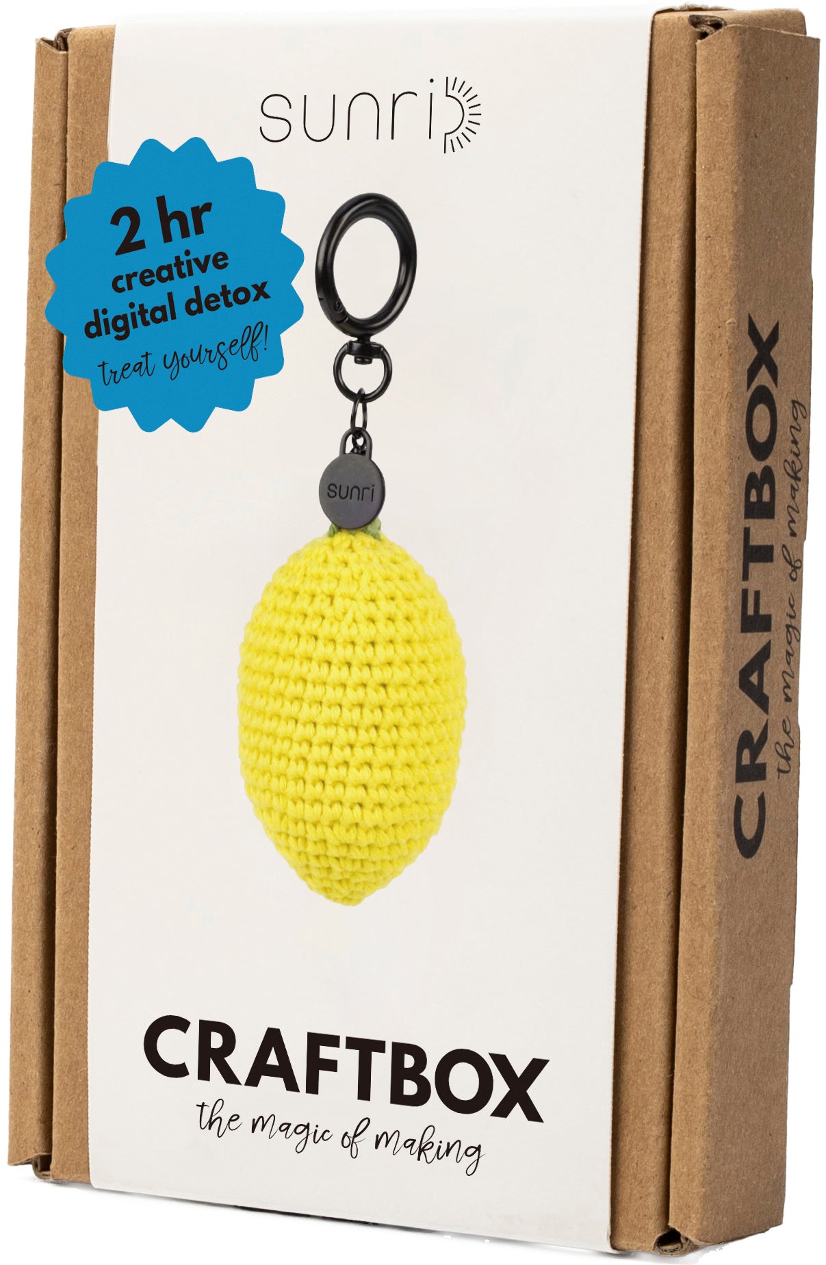 Sunri DIY611 Häkelset Schlüsselanhänger Zitrone – ca. 8,5 cm×5 cm, Gelb, 100% Baumwolle