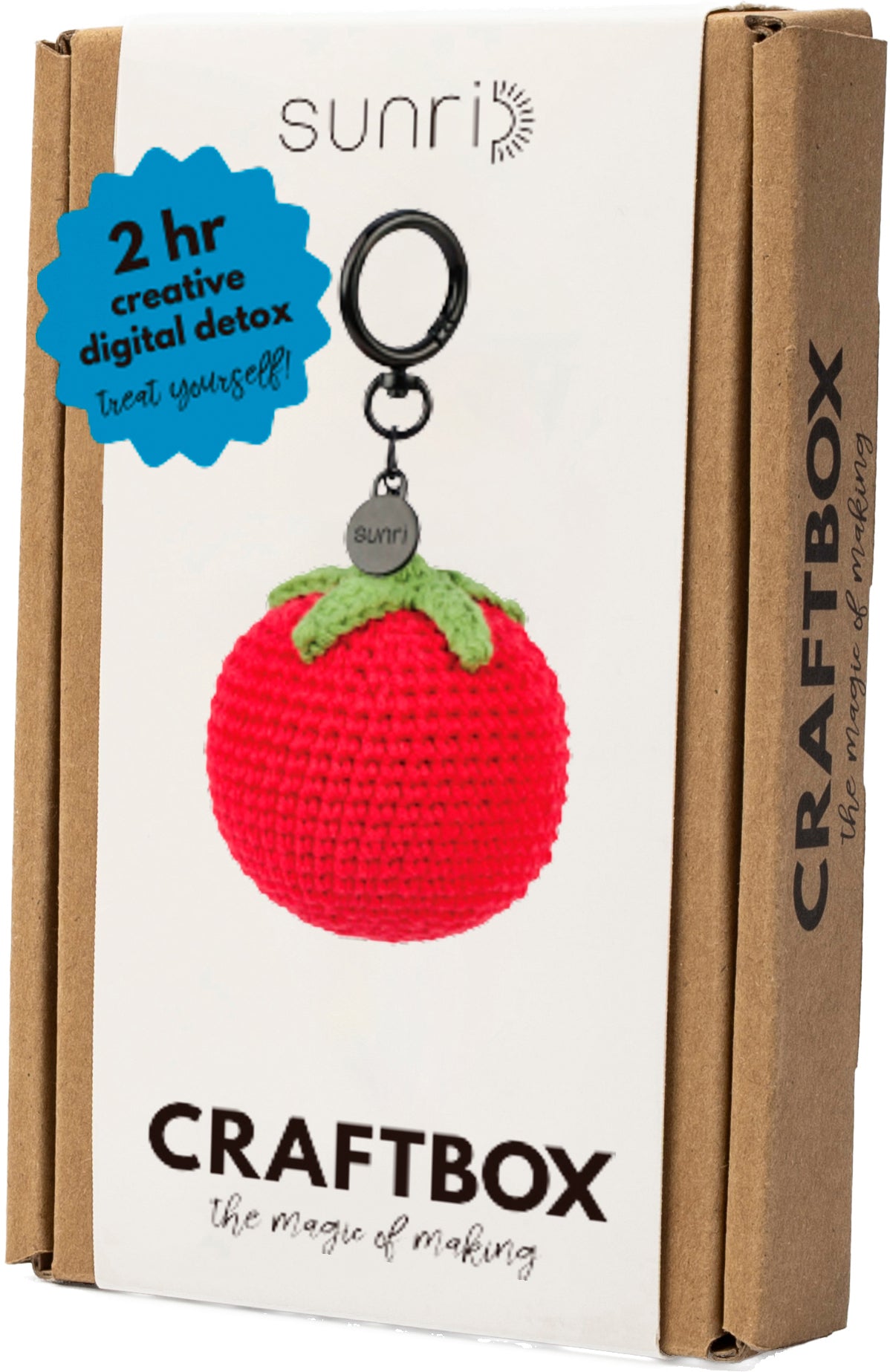 Sunri Häkelset Schlüsselanhänger Tomate – ca. 6,5 × 7,5 cm – 100% Baumwolle