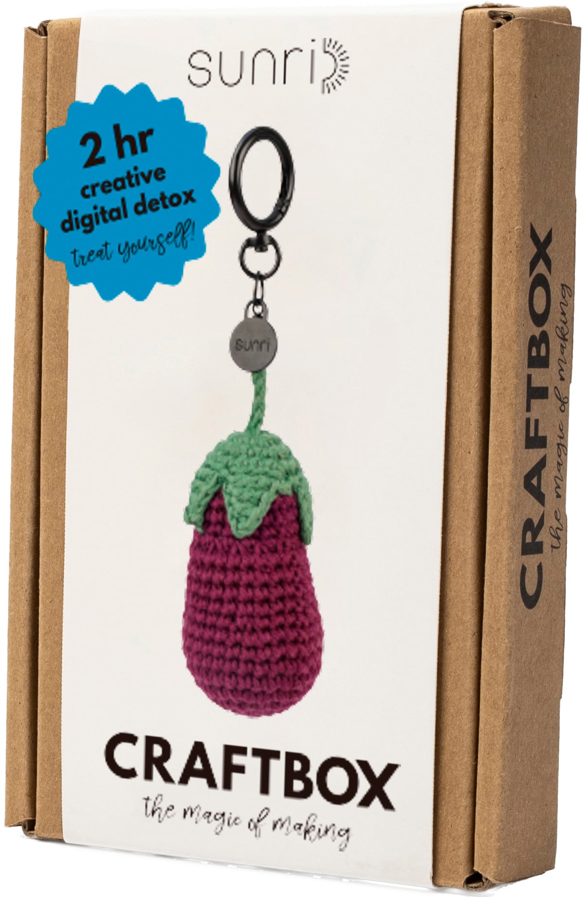 Sunri DIY616 Häkelset Schlüsselanhänger Aubergine – ca. 9 cm×4 cm, 100% Baumwolle