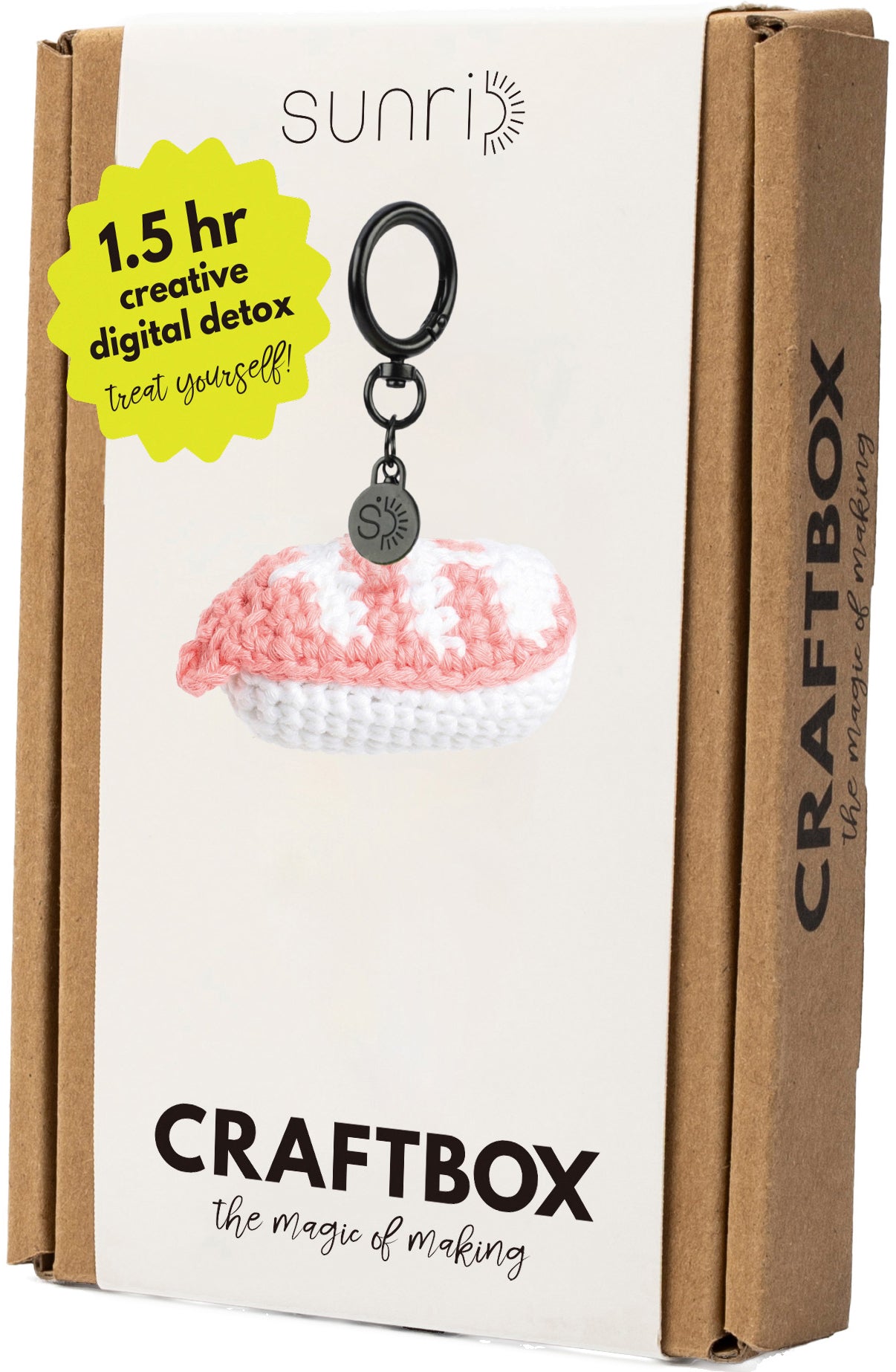 Sunri ASIAN DELIGHTS – Häkelset Schlüsselanhänger Nigiri Ebi – ca. 3 × 8 cm – DIY622