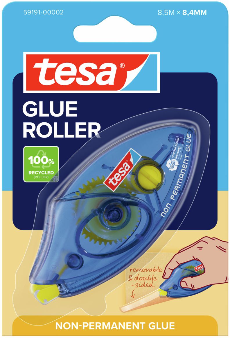 TESA Kleberoller Non-Permanent – Einweg, transparent, 8,4 mm × 8,5 m – 1 Stk.