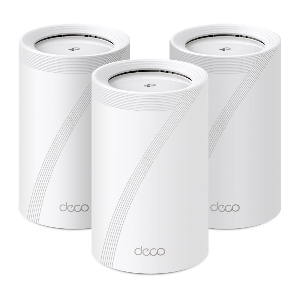 TP-Link Deco BE65 Mesh-Set (3er) – Wi-Fi 7 (802.11be), Tri-Band (2,4/5/6 GHz), bis 9,214 Gbit/s, je 4× LAN