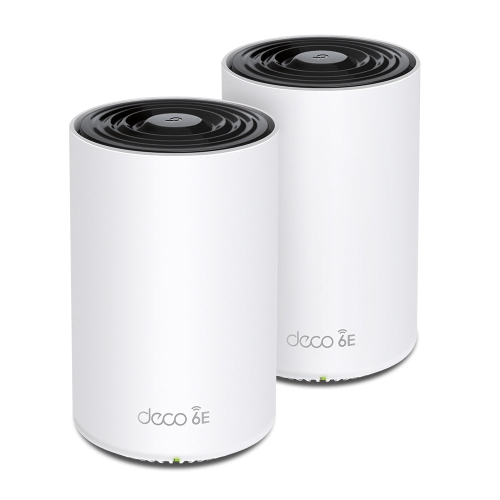 TP-Link Deco XE75 Pro Mesh-Set (2er) – Wi-Fi 6E, Tri-Band (2,4/5/6 GHz), je Node 1× 2,5GbE, 2× 1G