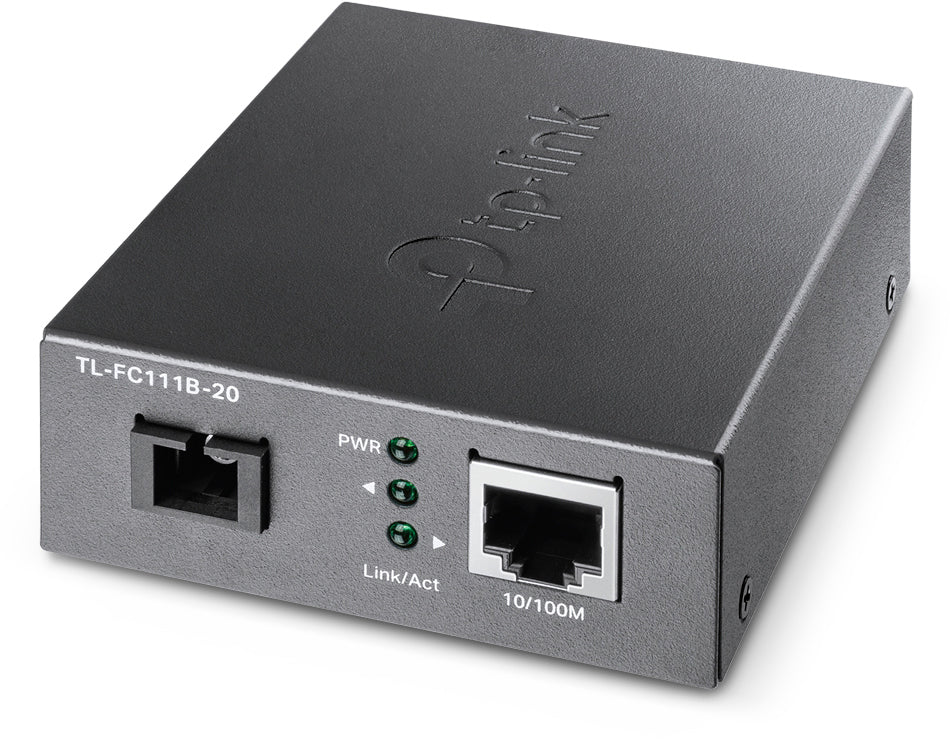 TP-Link FC111B-20 – Medienkonverter – 10/100 Mbit/s, 1×RJ45, 1×SC, Singlemode, 20 km, Schwarz